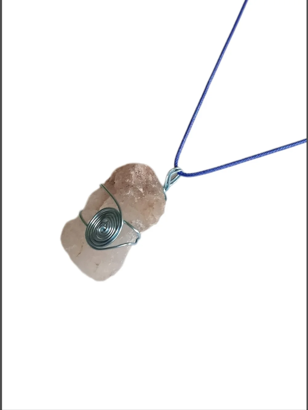 Minimalist Raw Pink Quartz Pendant with Cord Necklace | NWOT
